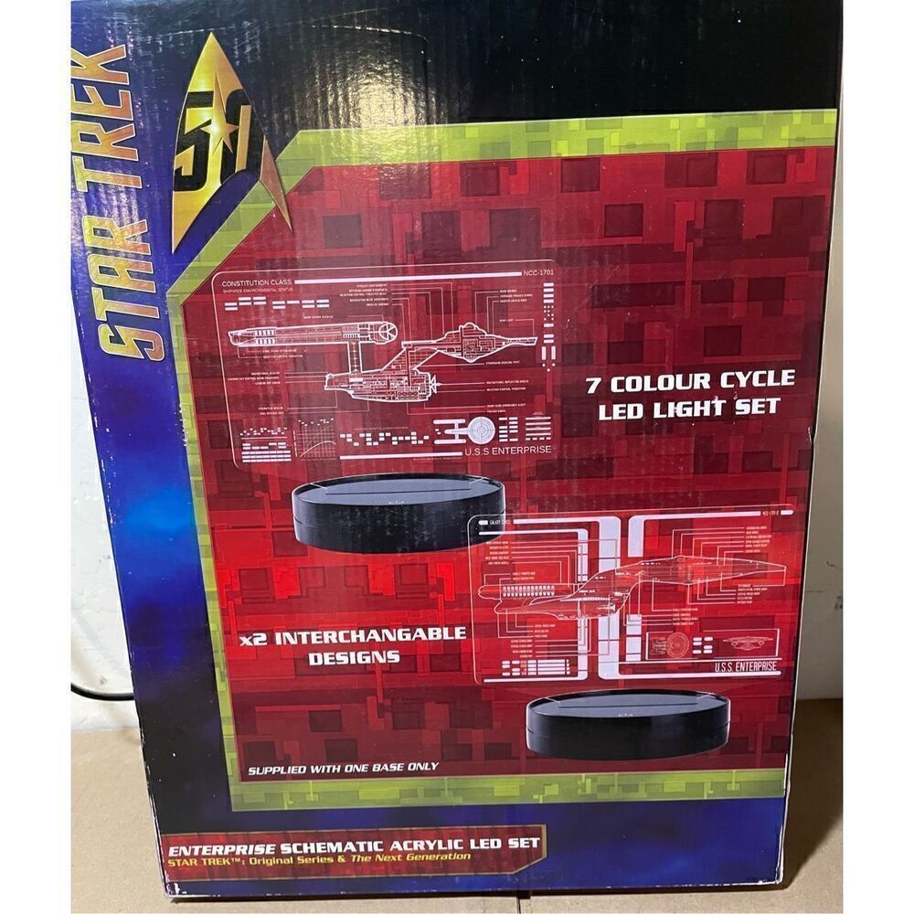 STAR TREK USS ENTERPRISE Schematic Acrylic LED SET - TOS & NEXT GENERATION NIB